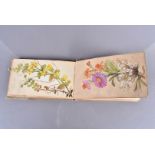 A late 19th Century sketchbook, circa 1880, filled with well painted floral pictures,