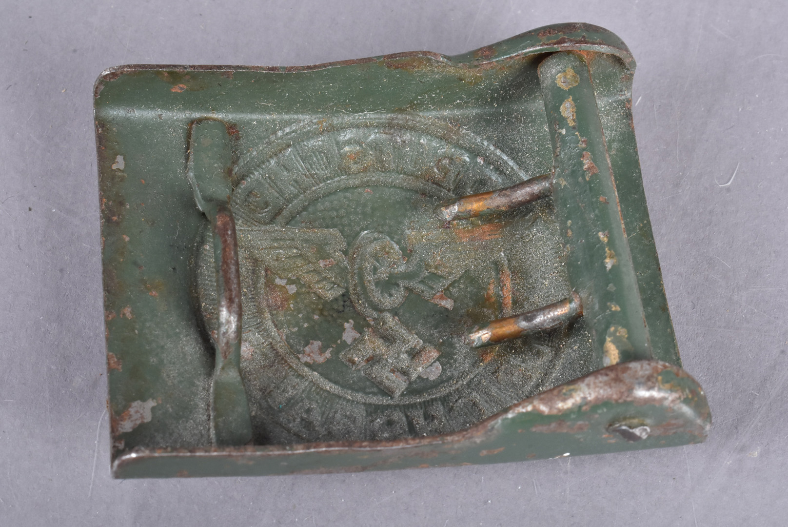 A Third Reich 'Deutsche Reichsbahn' Railway belt buckle, in green, no visible maker's marks, - Image 3 of 5