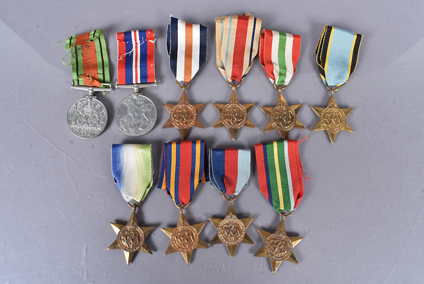 An unattributed WWII medal group, comprising a 1939-45 Star, Atlantic Star, Air Crew Europe Star,