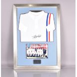 Pele, a signed montage of a shirt and an image from the film 'Escape to Victory', with COA please