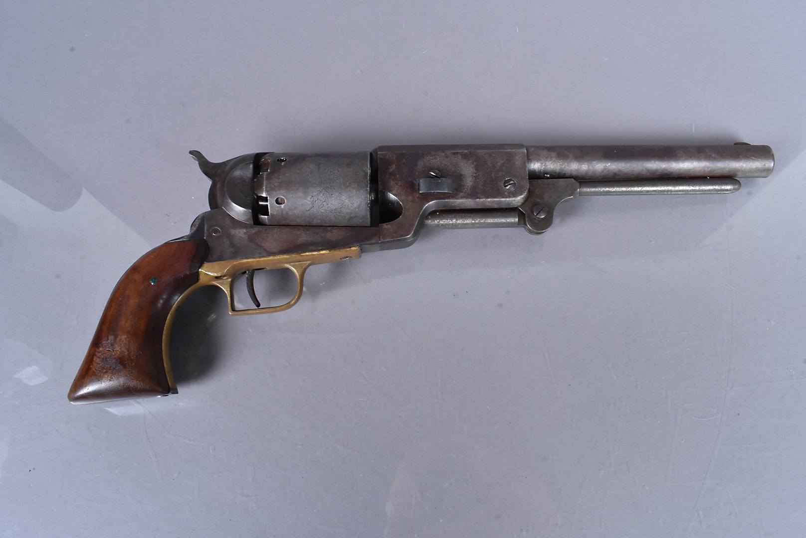 A Replica US 1847 Model USMR Colt Walker 6 shot .44 revolver, with an engraved cylinder with