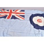 A WWII period Royal New Zealand Air Force (RNZAF) flag, dated 1943, with NZ and broad arrow, NZ