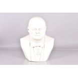 A large reconstituted faux alabaster bust of Sir Winston Churchill, stamped Copyright H.W UK to