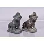 A bronze figure of a British Bulldog, wearing a bowler hat and smoking a cigar, no obvious maker's