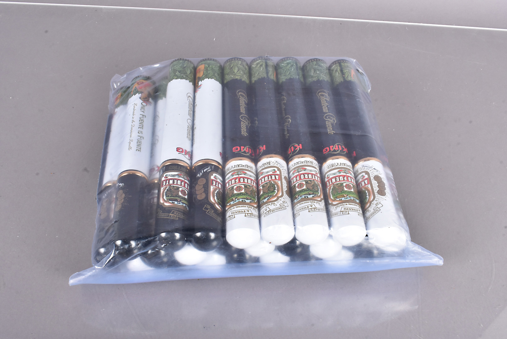 25 Chateau Fuente King Cigars, in original tubes, buyer needs to be 18 or older to bid on this lot