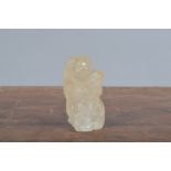 A finely-carved rock crystal bear, standing up holding its cub. 5 cm tall. (1)