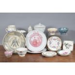 A large mixed group of 19th and 20th century continental porcelain, to include Naples, Dresden,