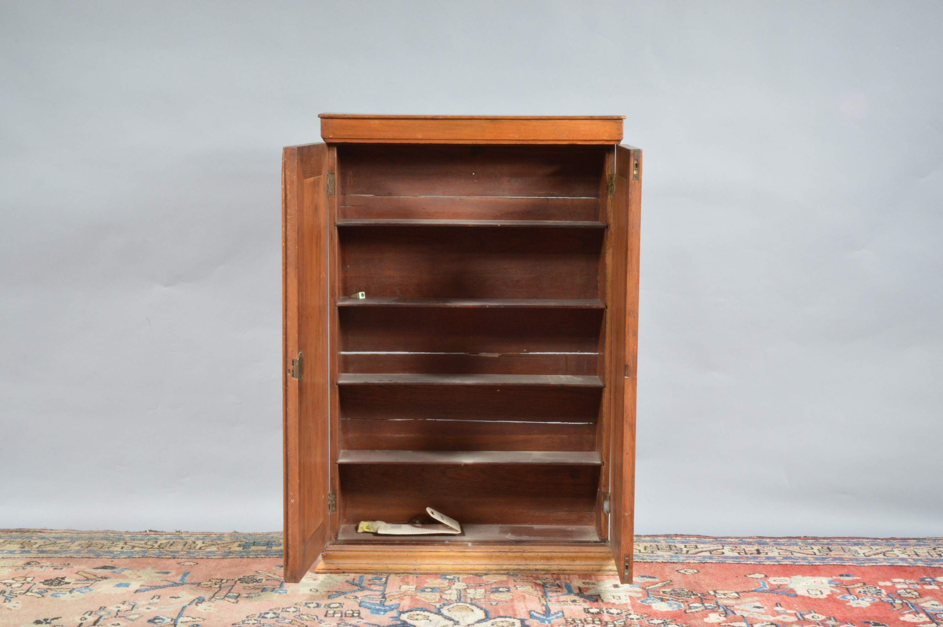 An early 20th century oak cabinet, possibly from a shop, two cupboard doors enclosing five - Image 2 of 3
