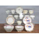 A study group of 19th century British porcelain tea wares, mostly damaged. (14)