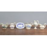 A selection of early 19th century transfer-printed wares, to include a Godwin Cottage pattern jug, a