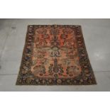 An Afshari rug, wool on cotton rectangular in size, worn and part faded AF 191cm x 163cm