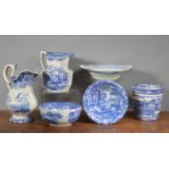 A group of 19th and 20th century blue and white transfer-printed wares, to include two Spode Italian