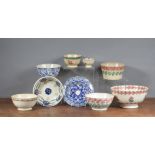 A group of mainly French 19th century sponge decorated wares, to include a small footed bowl, four