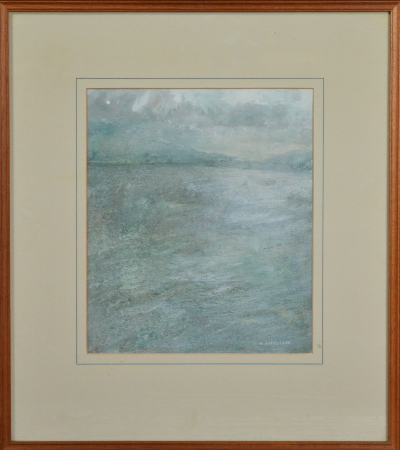 Norma Rhys Davies (British 20th century), coastal scene, mixed media, signed bottom right, framed,