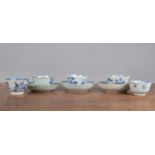 A group of 18th century Chinese blue and white hand-painted tea wares, to include a landscape tea