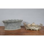 Two 19th century and later planters, comprising a lead scalloped edge example 38.5cm wide, and a