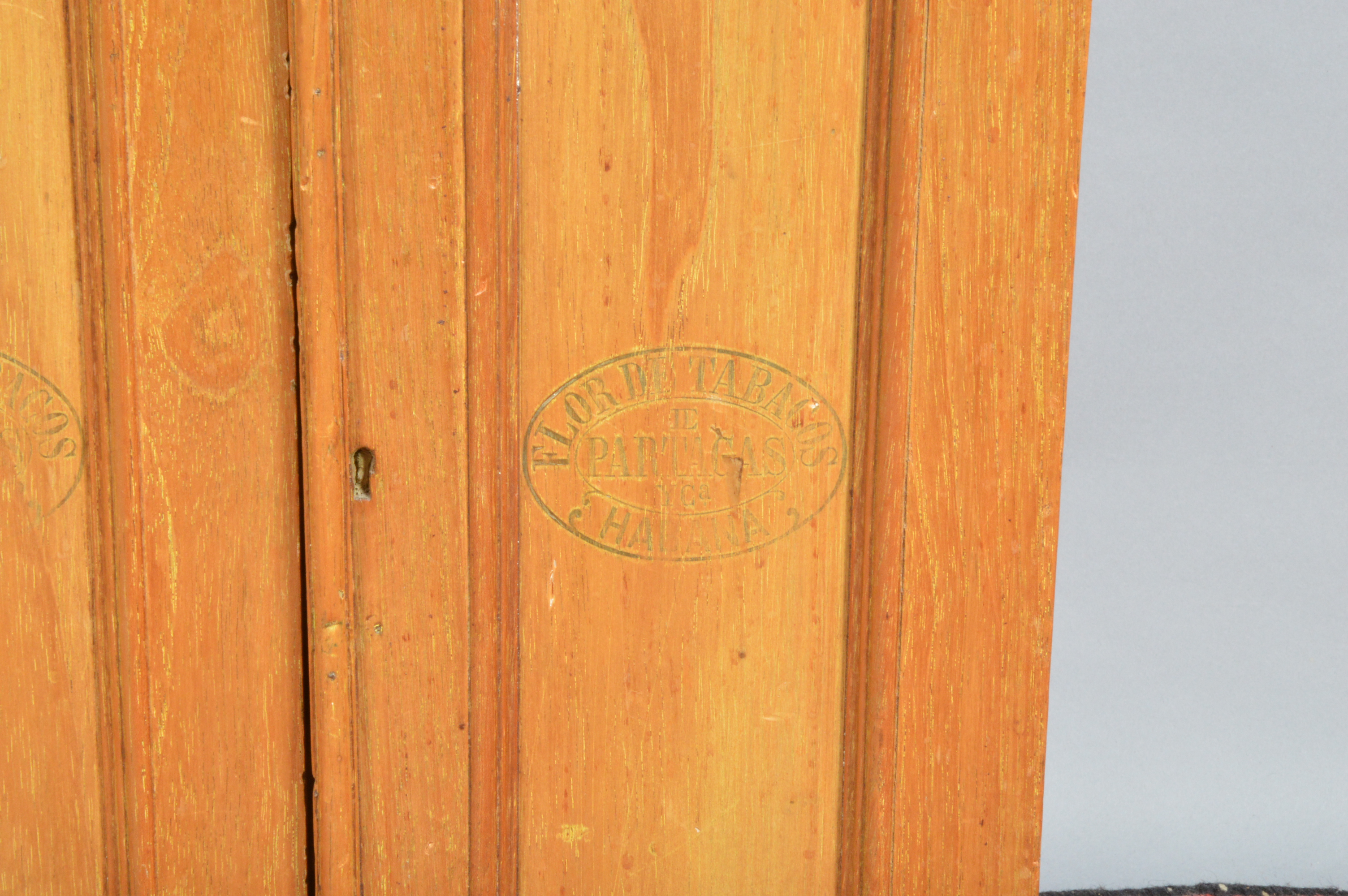 A 20th century humidor, the outside and inside of the doors stamped 'Flor de Tabacos, Habana, - Image 2 of 3