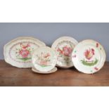 A group of French faience dinner wares, to include a medium sized platter, a plate, two soup