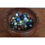 A collection of 19th century and later marbles, of various sizes, colours and styles (the bowl not