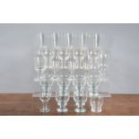 A collection of 20th century drinking glasses, including cut glass tumblers, wine glasses, etc,