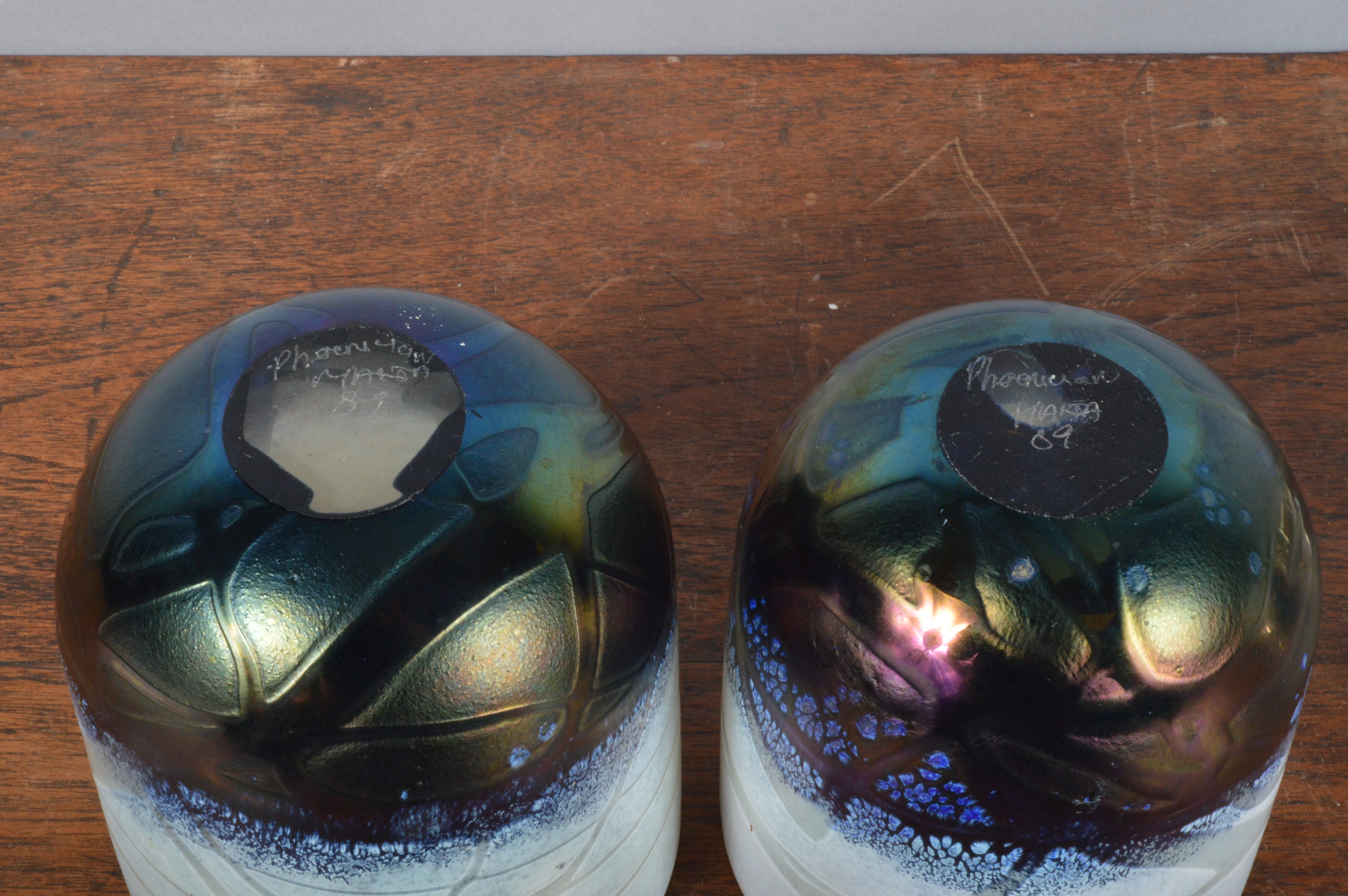 Two pieces of 20th century Phoenician Malta studio glass vases, both marked to the bases and dated - Image 3 of 3