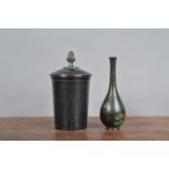 A 19th century Grand Tour lidded vessel, of tapered form with an acorn finial, together with a