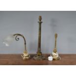 A cast metal Regency style table lamp, with fluted Corinthian column, 53 cm tall, together with