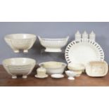 A group of mainly 19th century creamware, to include dessert and table wares and a jelly mould.