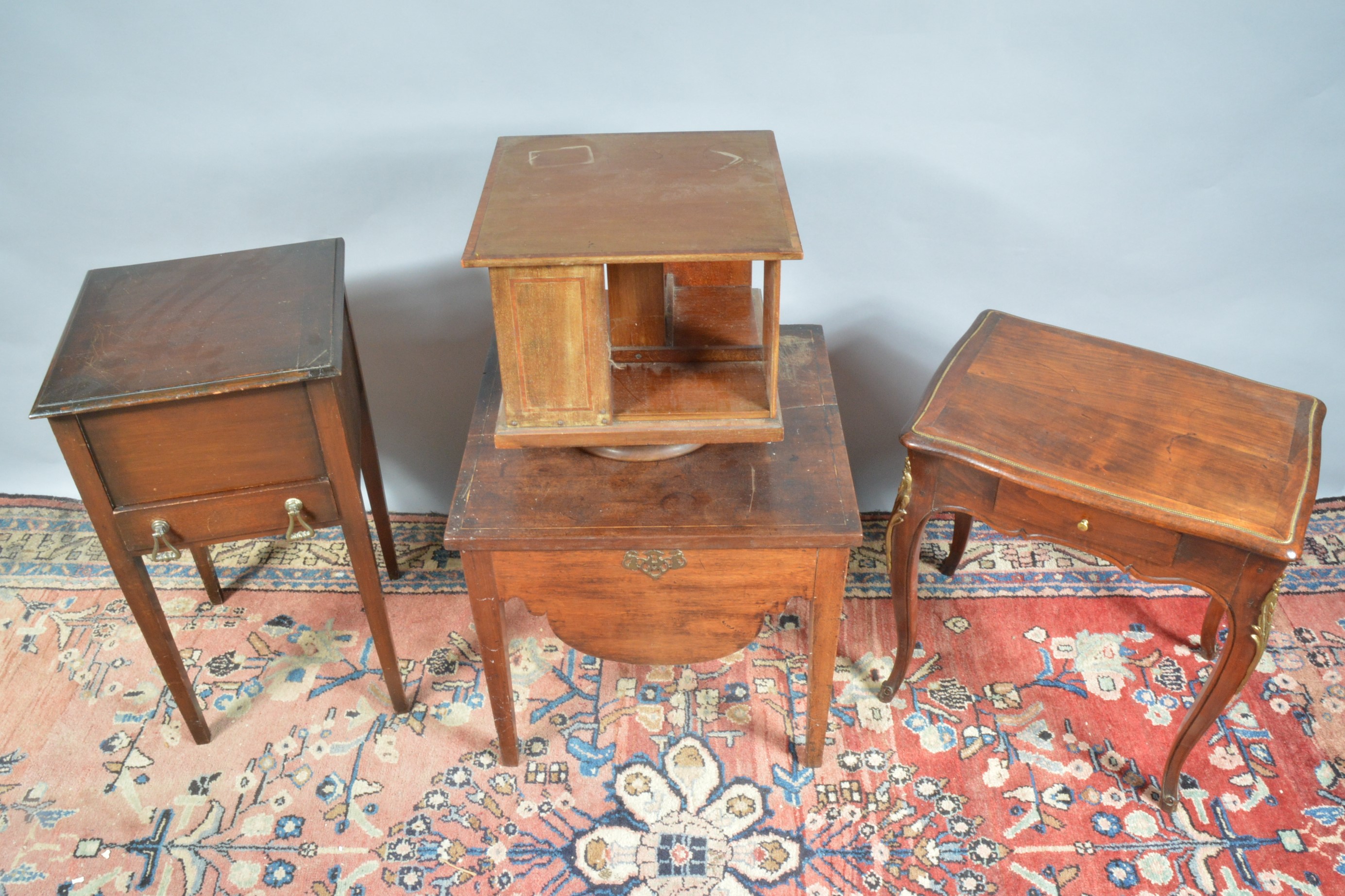 Three 19th century and later occasional tables, comprising a brass mounted continental table with - Image 2 of 2