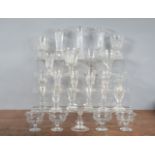 A large collection of 19th century and later drinking glasses, some lead lined, including champagne