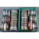 Two Trays of 9.5mm Cine Films, all on 6¾ inch reels, in metal canisters, various topics, titles