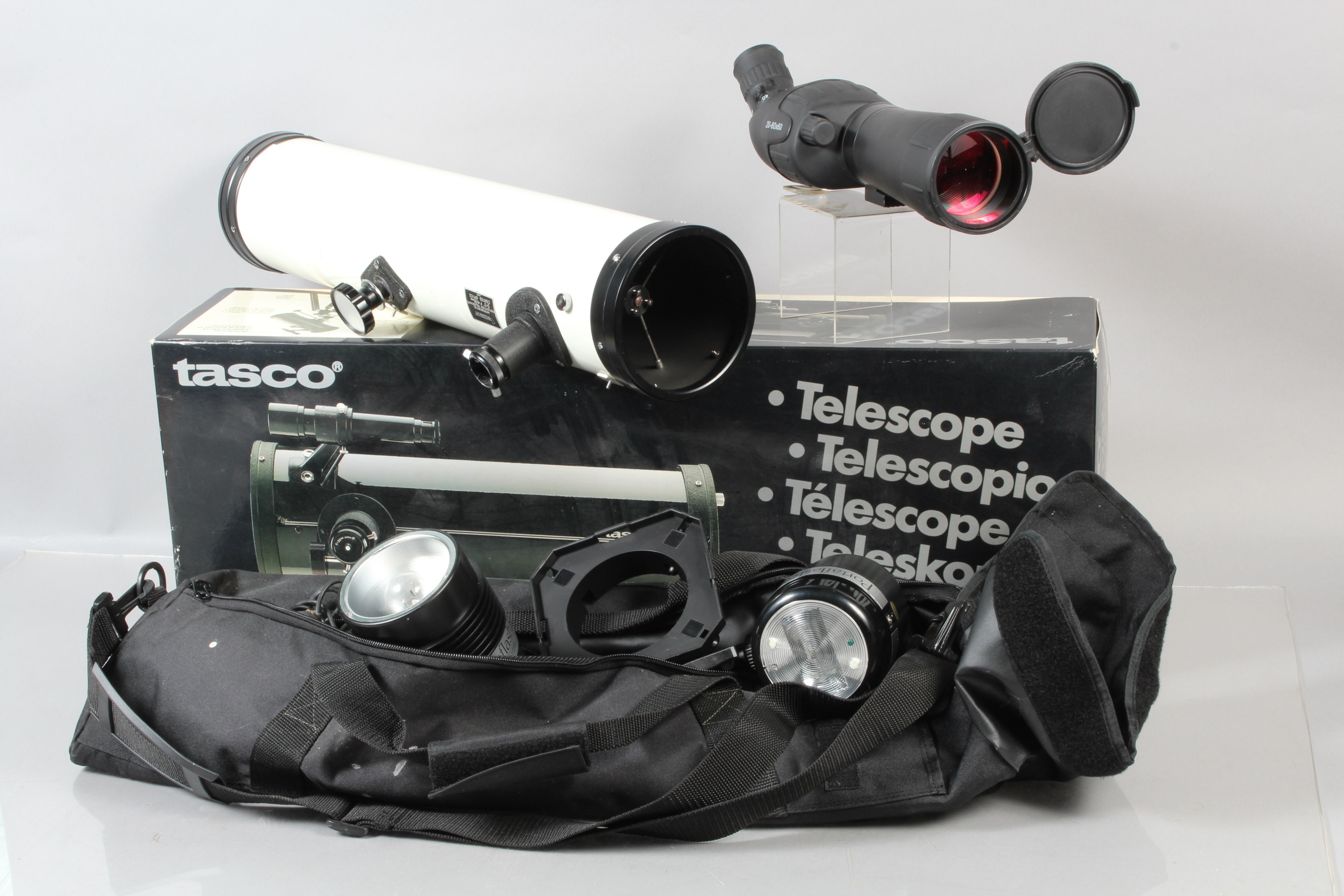 Various Items, Tasco reflecting telescope No. 302911, in maker's box, circa 1990, Greenkat 600m