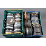 Two Trays of 9.5mm Cine Films, all on 6¾ inch reels, various topics, titles include Comedy Stars