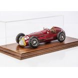 A Revival 1:20 Alfa Romeo 159 1951, metal kit built model, in display case with wooden base, VG,