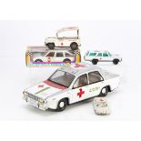 Spanish Tinplate Friction Drive Ambulances, Juguetes Roman V-218 Citroen Medical Car, in original