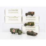 B & B 1:60 White Metal Military Ambulance Models, Bedford RL 3-Ton Ambulance, A.M.X Tank Armoured