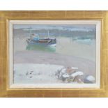 *Fred Cuming RA (1930-2022), Rye Harbour in Winter, oil on board, signed bottom left, with a New