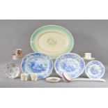 An assorted collection of 19th century and later ceramics, comprising a Susie Cooper oval platter,