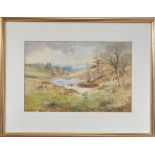 Arthur Reginald Willett (British 1868-1951), a lake landscape scene, watercolour, signed bottom