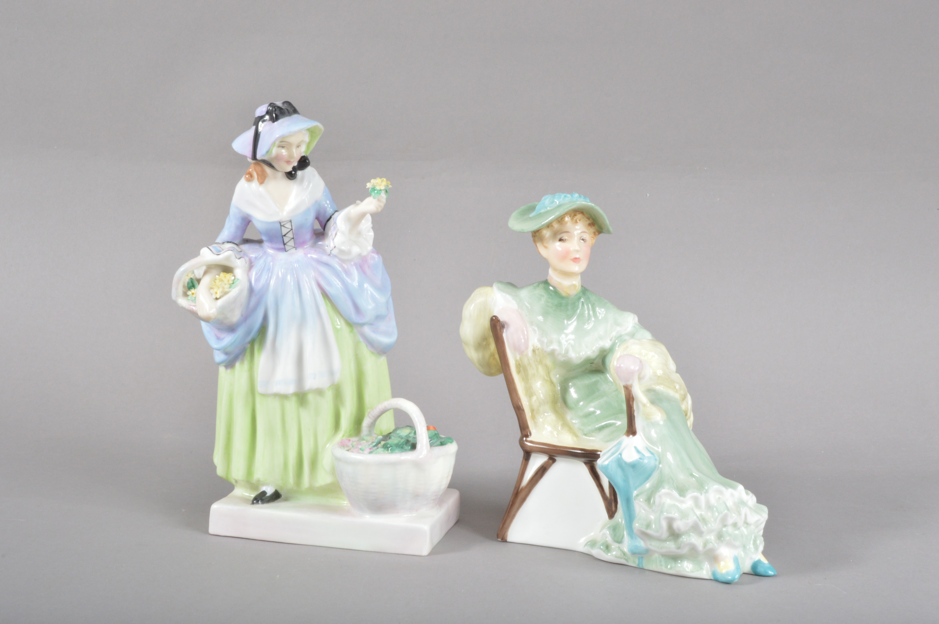 Two Royal Doulton fine bone china figurines, comprising an early 'Spring flowers' HN 1807, marked to