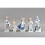 Five Lladro porcelain figurines, of children, the girl wearing a princess dress 20cm high, all