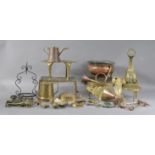 A large collection of 19th and 20th century assorted copper and brass items, comprising trivet