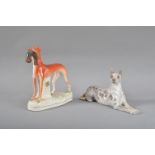 A 19th century Staffordshire dog, a hunting dog with a rabbit in its mouth, some restoration to