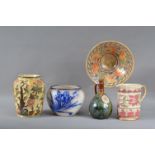 An assorted collection of English ceramics, comprising a stoneware Wade, Whisky decanter, 21cm high,