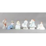 A collection of bone china lady figurines, comprising two limited edition examples by Coalport,