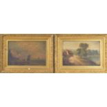 19th century English School, a pair of landscapes, oil on canvas (both worn and damaged),