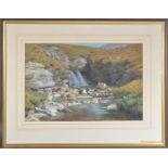 Attributed to Alexander James Mavrogordato (British 1869-1947), gouache, a waterfall, framed