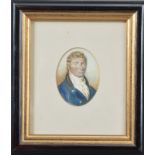 An early 19th century portrait miniature of a man, by repute of Captain Fasham Nairn, watercolour on