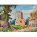 Attributed to Mary E. Oddie (British 20th century), a village scene, oil on board, signed lower