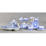 A collection of modern Spode Italian ceramic items, with blue and white transfer design,